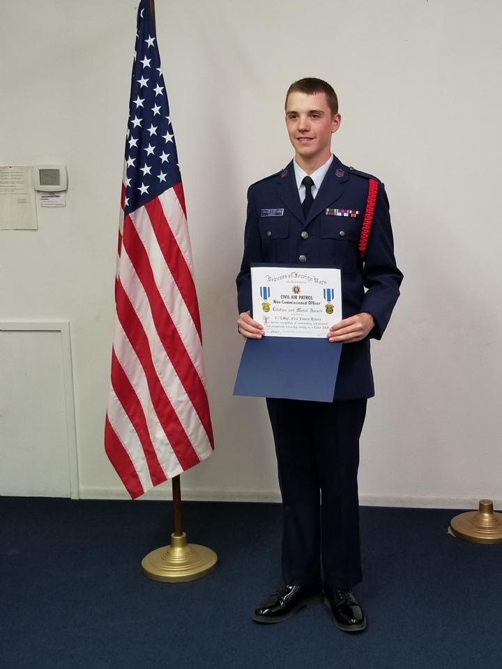 Cadet Tech Sargent Eric James Harvey and he was recommended by Civil Air Patrol Major Max McHatton. They citation was for the timely worked preformed.